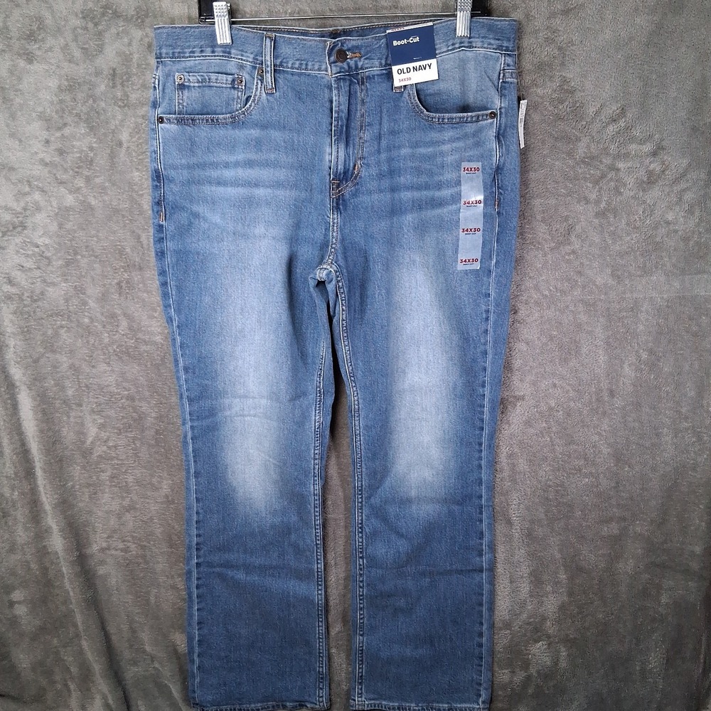 New Old Navy Bootcut Jeans Men 34x30 Blue Built-In Flex Mid-Rise Fits 36x30